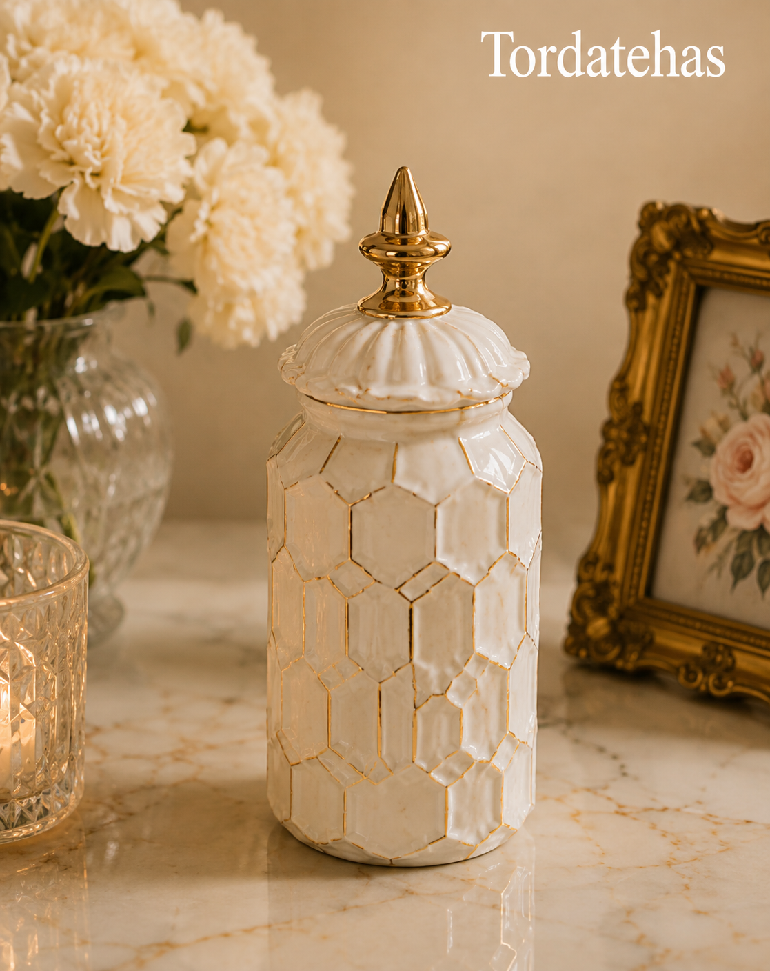 Tordatehas Gilded Mosaic Sculptural Storage Jar