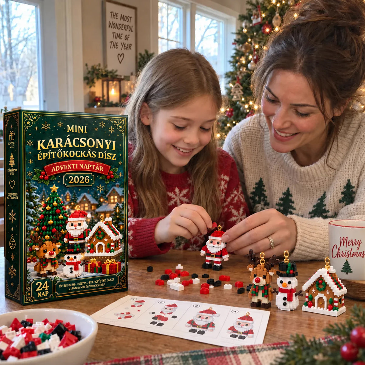 🎄24 napos karácsonyi építőkockás adventi naptár – 24 különböző, megépíthető karácsonyi dísz 😀😀