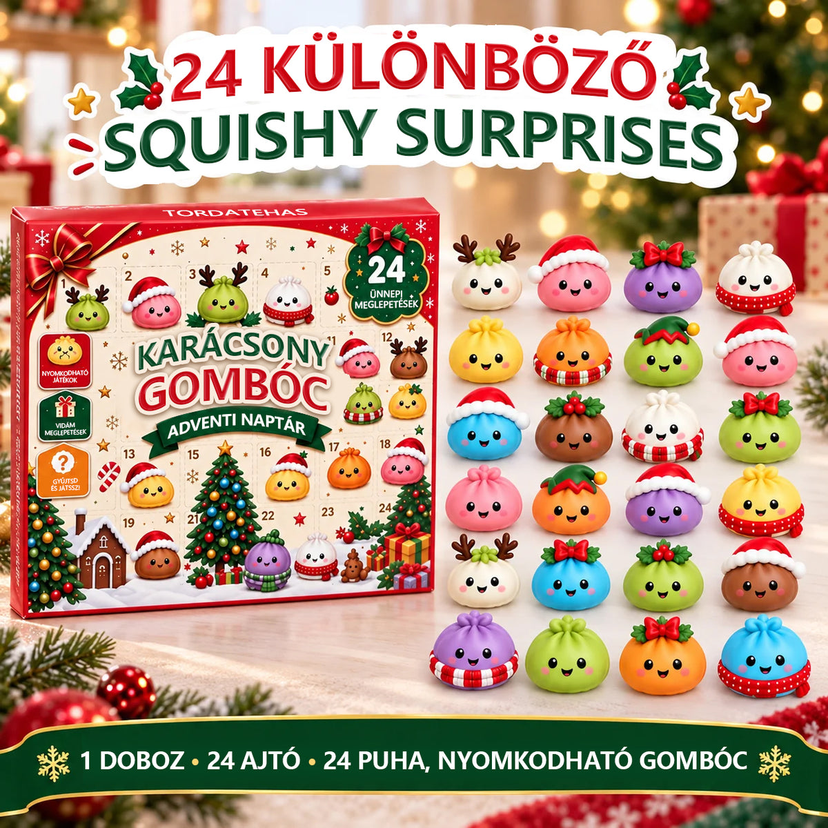 🎁TORDATEHAS® Karácsony Gombóc Adventi Naptár🎁