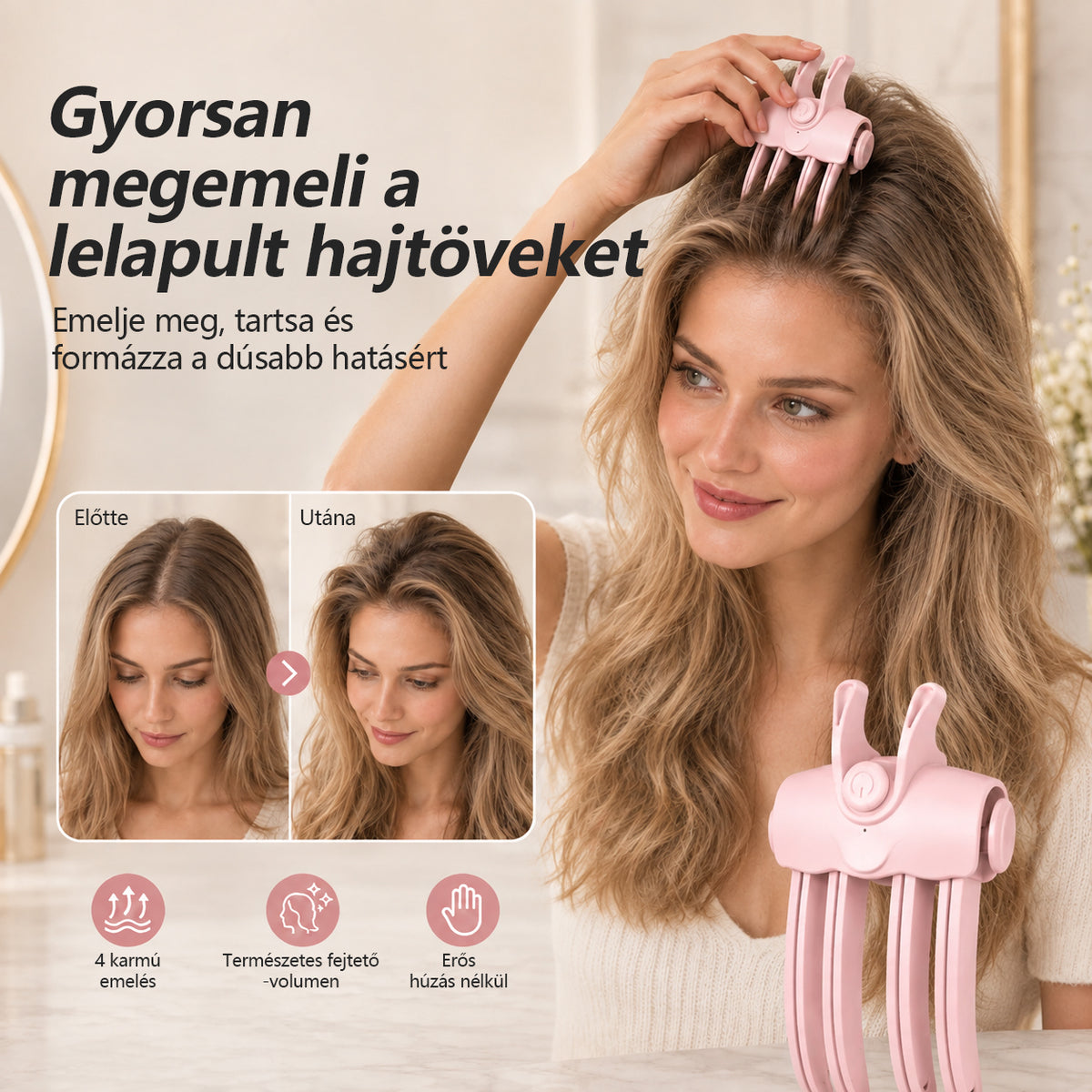 🔥Lapos hajtövek? Adj egy kis volument a frizurádnak!👱‍♀️Vezeték nélküli hajtőemelő formázó🔥