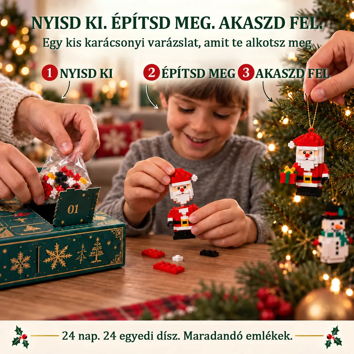 🎄24 napos karácsonyi építőkockás adventi naptár – 24 különböző, megépíthető karácsonyi dísz 😀😀