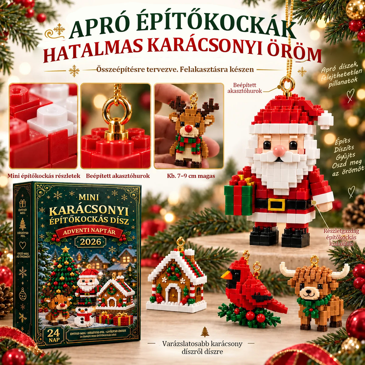 🎄24 napos karácsonyi építőkockás adventi naptár – 24 különböző, megépíthető karácsonyi dísz 😀😀