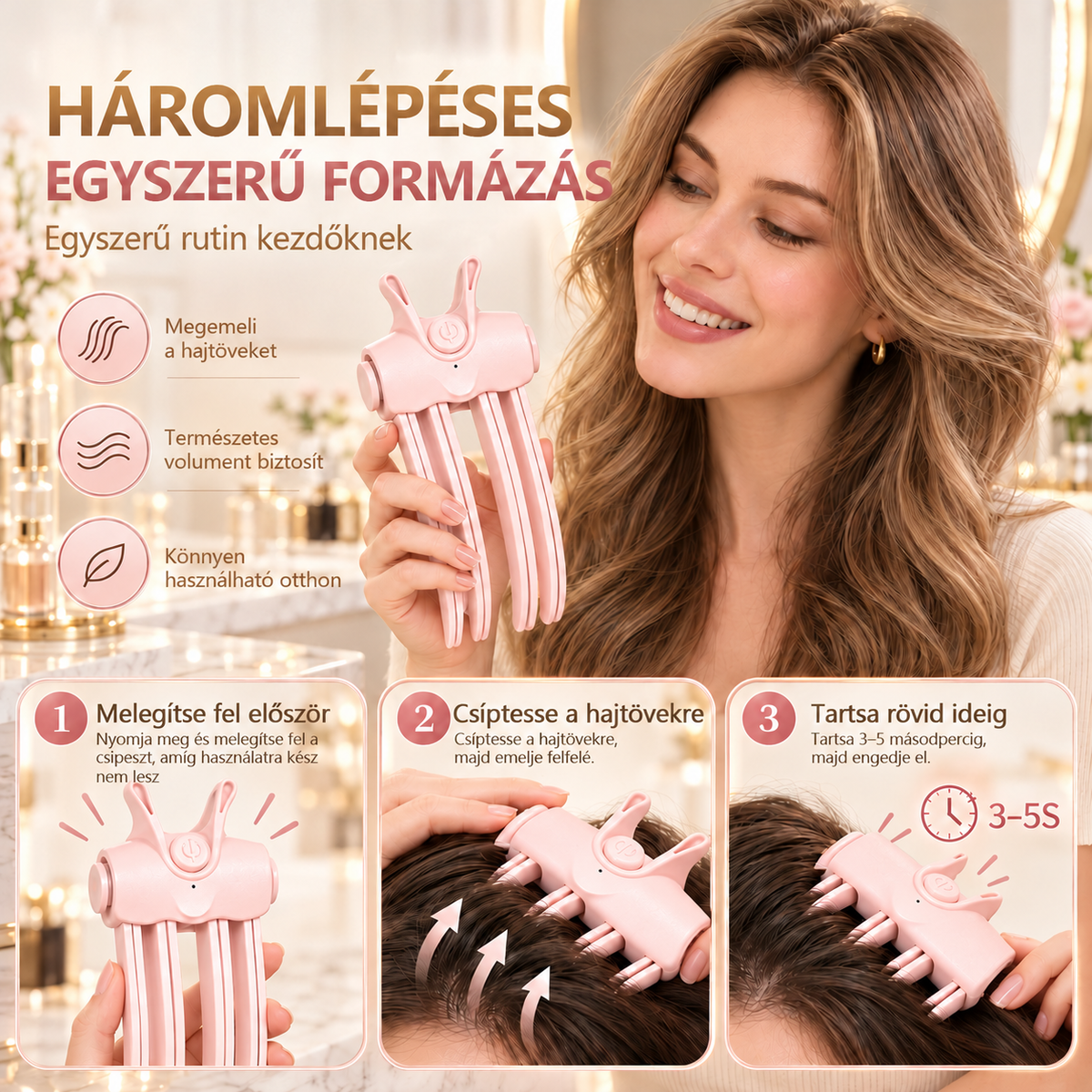 🔥Lapos hajtövek? Adj egy kis volument a frizurádnak!👱‍♀️Vezeték nélküli hajtőemelő formázó🔥