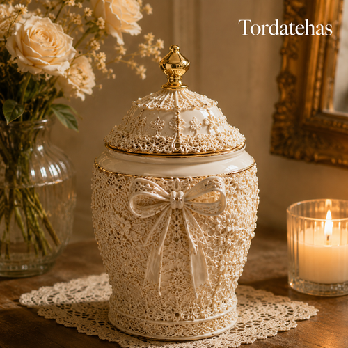 Tordatehas Lace Bow Sculptural Storage Jar