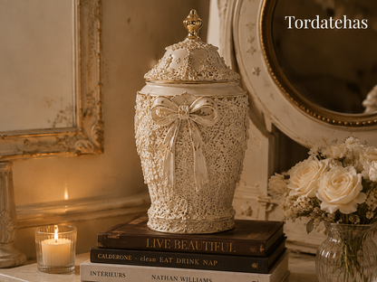 Tordatehas Lace Bow Sculptural Storage Jar