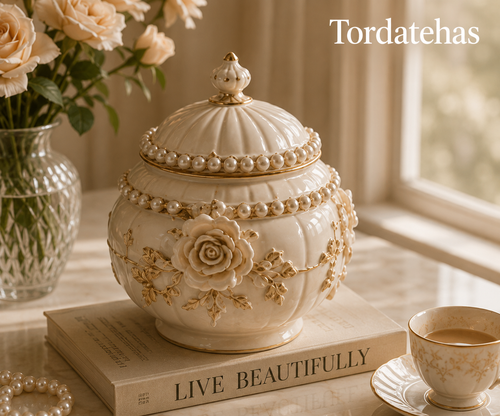 Tordatehas Pearl Rose Garden Sculptural Storage Jar