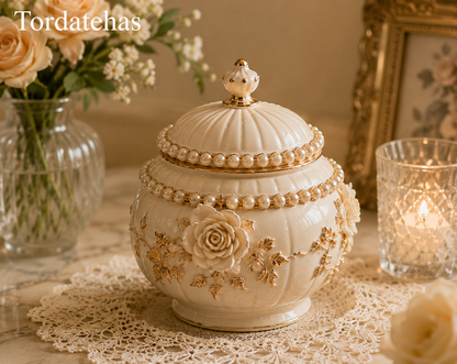 Tordatehas Pearl Rose Garden Sculptural Storage Jar