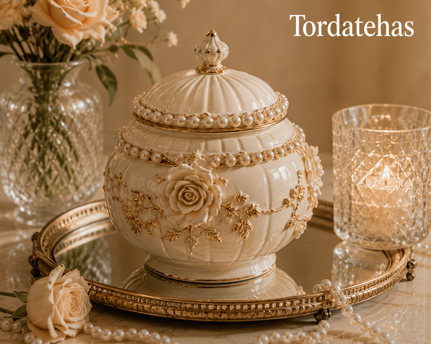 Tordatehas Pearl Rose Garden Sculptural Storage Jar