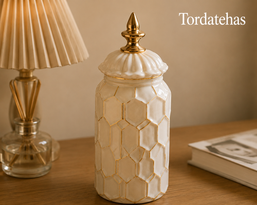 Tordatehas Gilded Mosaic Sculptural Storage Jar