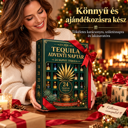 🎁✨ 24 napos mini tequilás üvegeket tartalmazó adventi meglepetésdoboz – Ünnepi alkalmakra, bárpult- és asztaldekorációnak, gyűjtői ajándéknak és családi karácsonyi visszaszámláláshoz